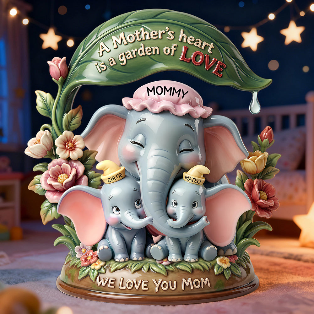 A Mother's Heart is a Garden of Love - Personalized Acrylic Plaque Gift for Mom and Grandma Shaped Plaques PopCulturePrints
