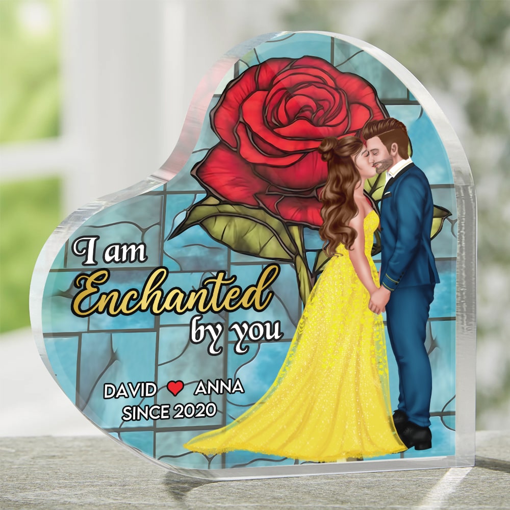 Personalized Enchanted Love Heart Plaque for Couples Shaped Plaques PopCulturePrints