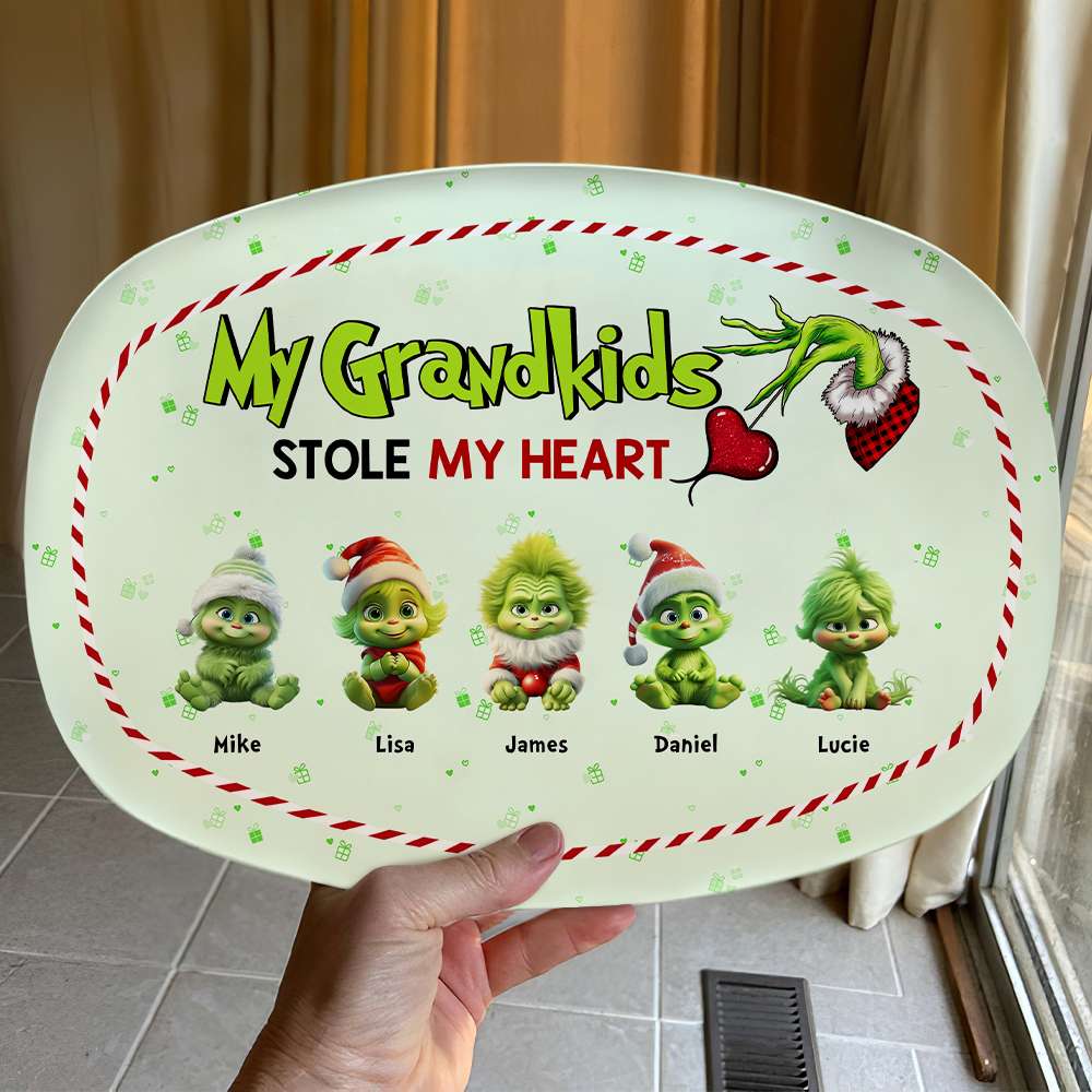 Personalized 'My Grandkids Stole My Heart' Resin Plate - Christmas Gift Resin Plate PopCulturePrints