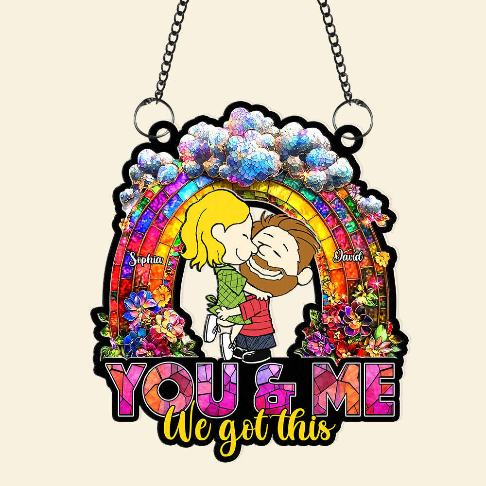 Personalized Acrylic Suncatcher - Rainbow Flower Couple Suncatcher PopCulturePrints