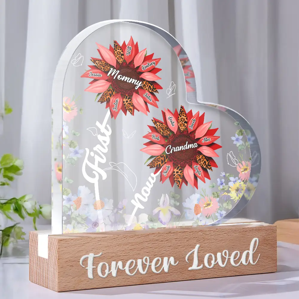 Forever Loved: Sunflower First Mom Now Grandma - Personalized Custom Shaped LED Light Gift Custom Shaped LED Light PopCulturePrints