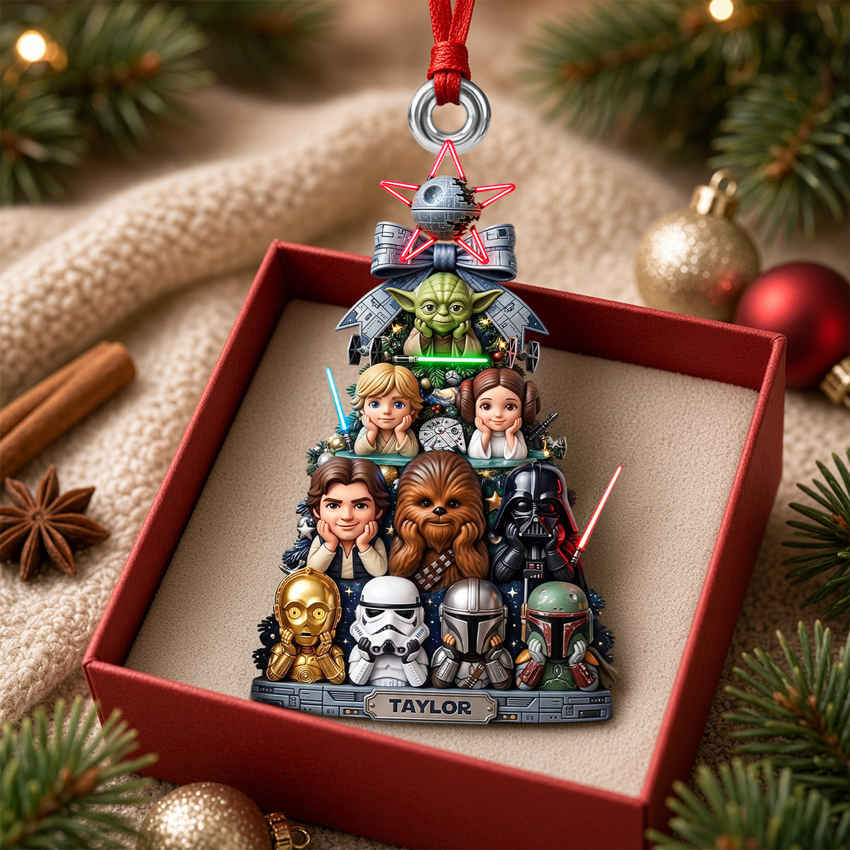 “Celebrate the Galaxy!” - Lovely Deep Space Acrylic Ornament, Personalized for All Star Wars Fans Ornament PopCulturePrints