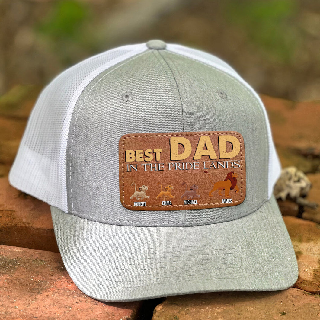 Customizable Best Dad Leather Patch Hat - Lion Kingdom Theme