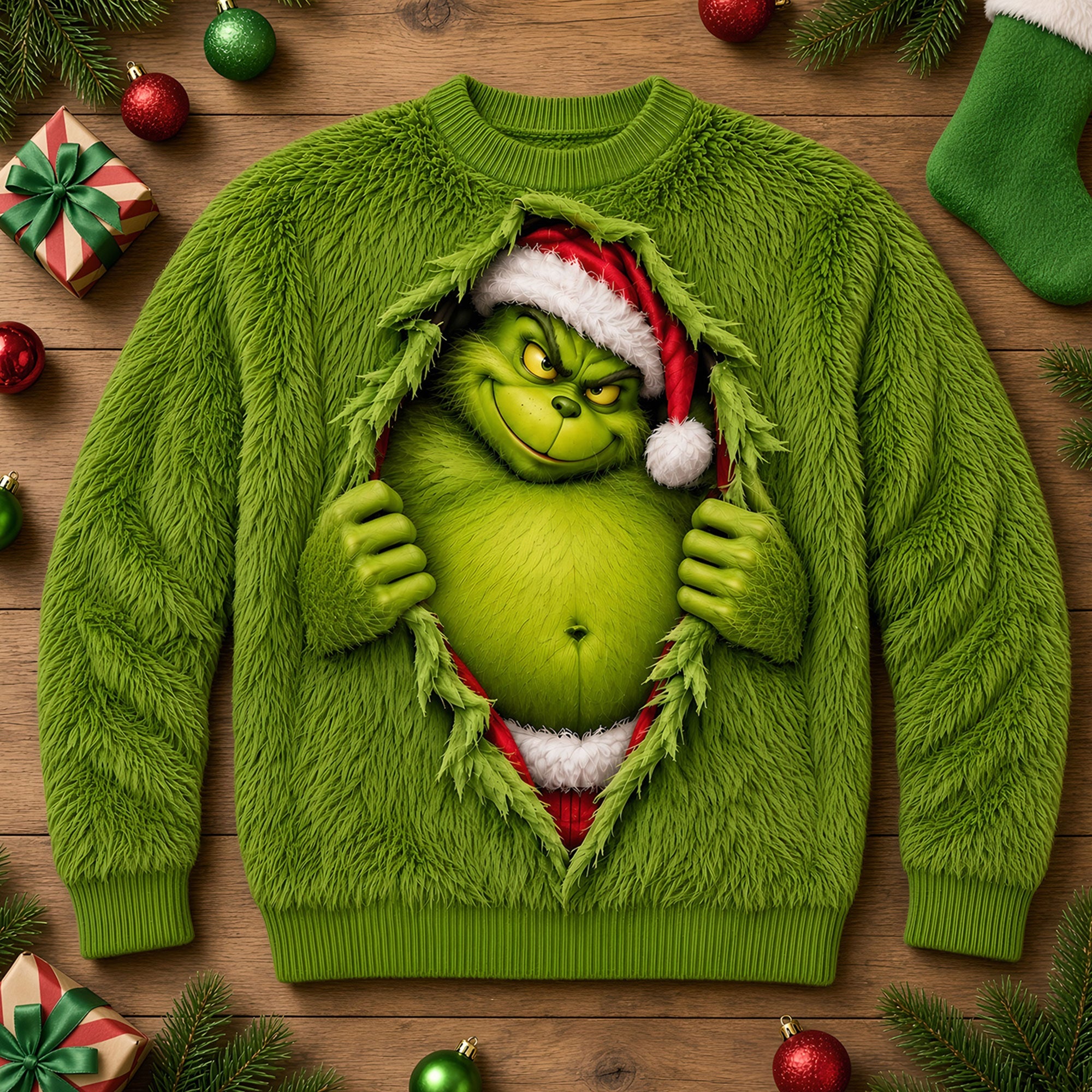"Sneak Out Christmas with a Grin!" - Personalized Grinch Sweatshirt - Perfect Christmas Gift for Friends, Family, and Loved Ones