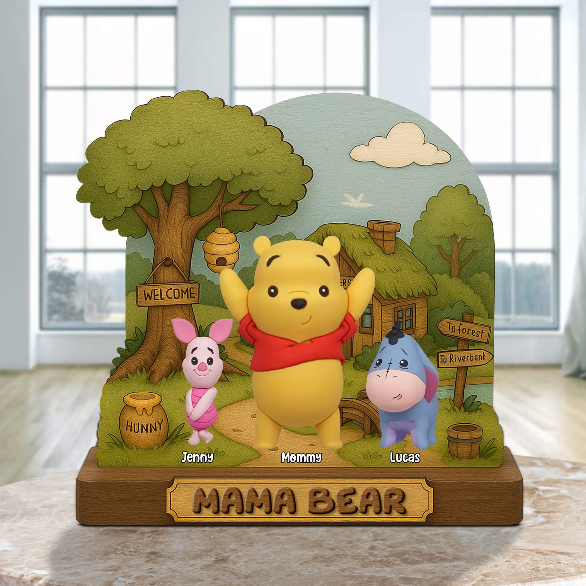 “Every Family is a Story, Welcome to Ours” - Personalized Mama Bear Plaque - Perfect Custom Gift for Mom, Grandma, or Any Loved One Shaped Plaques PopCulturePrints