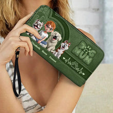 Load image into Gallery viewer, &quot;Every dog mom deserves a special gift&quot; - Personalized Leather Long Wallet for Dog Lovers, Perfect for Any Occasion! Leather Long Wallet PopCulturePrints
