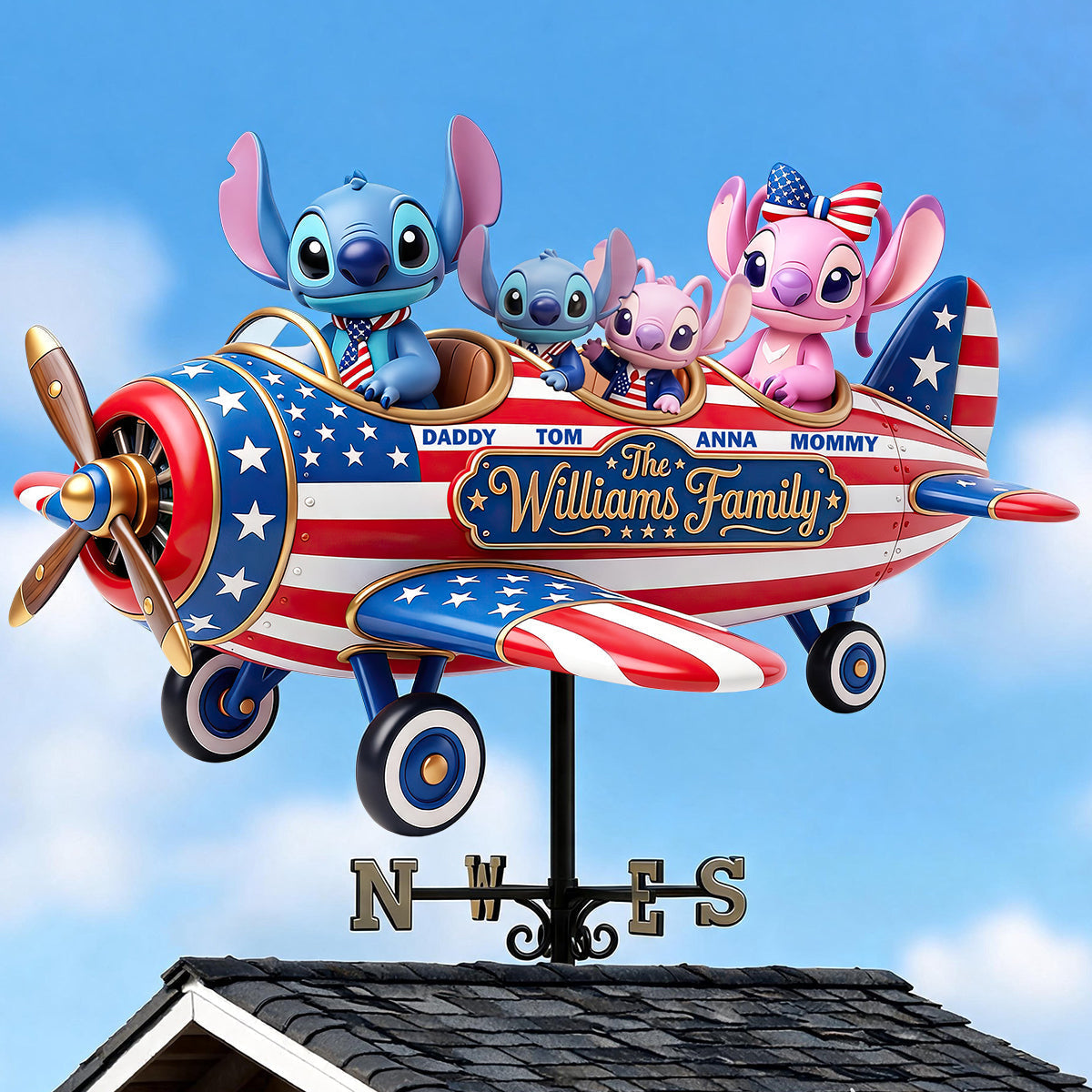 Celebrate Family and Freedom - Proud American Metal Weather Vane - Personalized Gift for Dad, Grandpa, and More Metal Signs PopCulturePrints