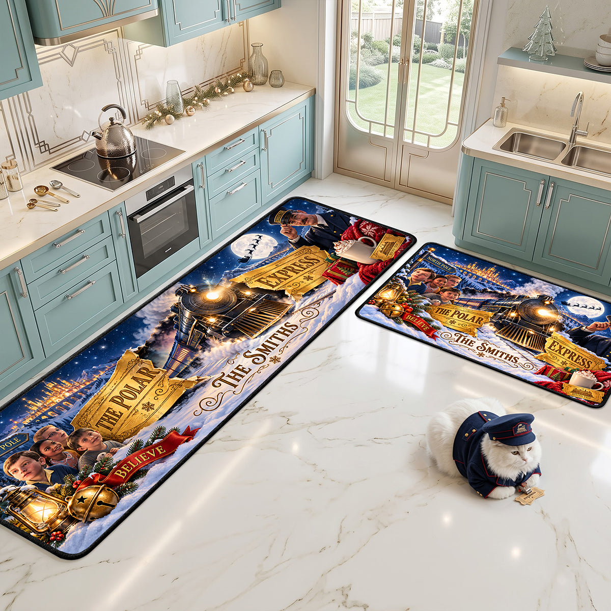 Believe in the Magic of Christmas - Magical Holiday Train Runner Rug, Personalized Gift for Family and Friends