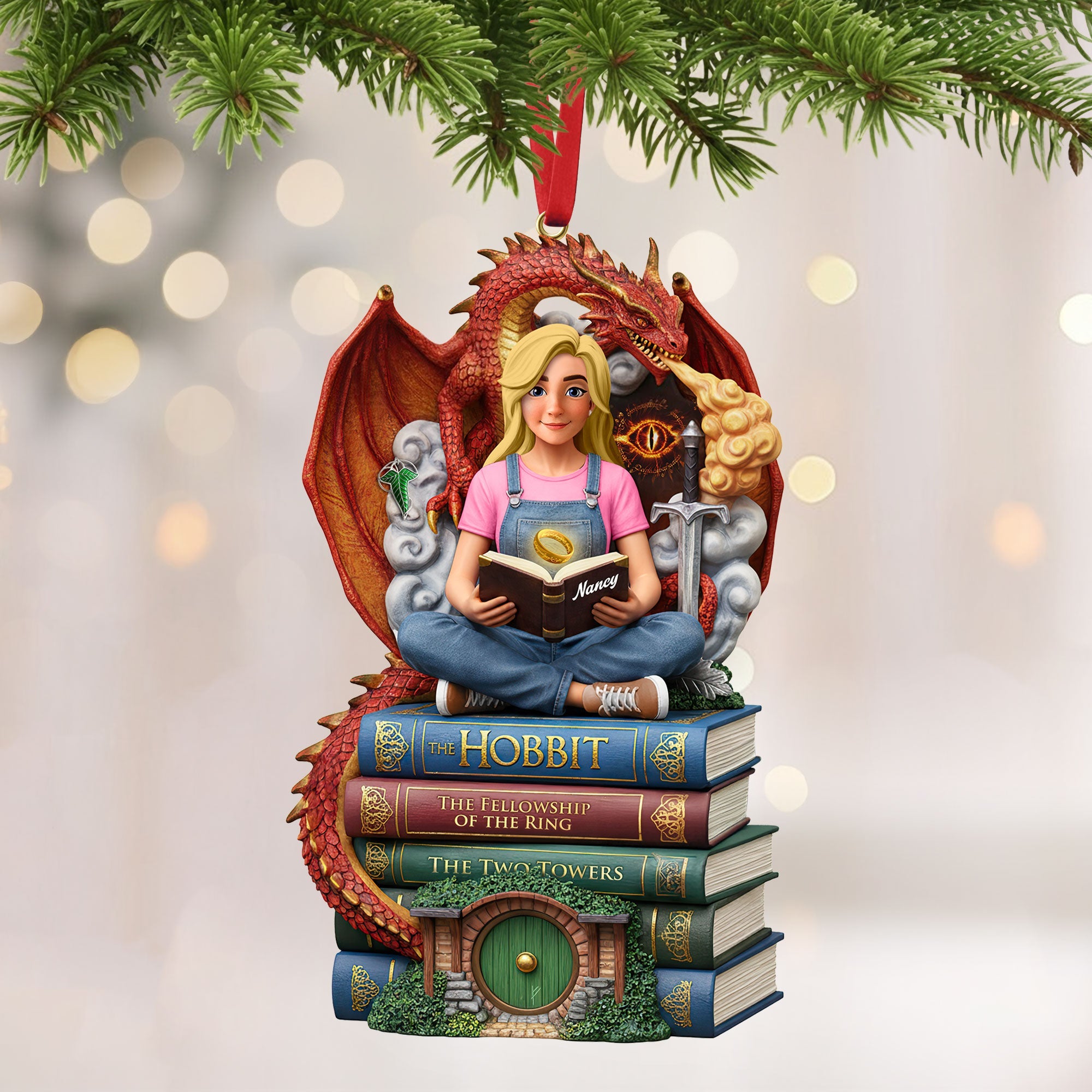 "For Every Book Lover, A Magical Moment Awaits" - Personalized Book Lover Christmas Ornament - Gift for Readers and Book Enthusiasts Ornament PopCulturePrints