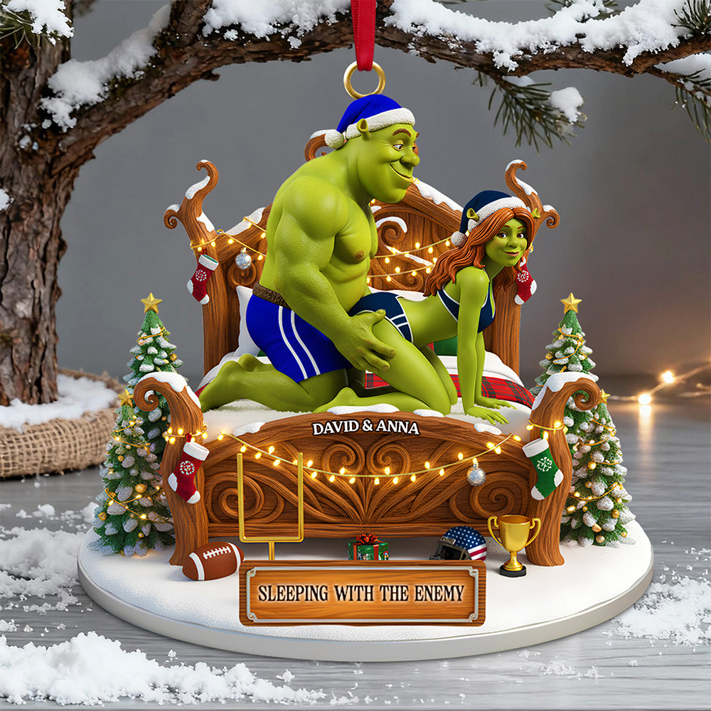“Sleeping with the Enemy” - Funny Couple Tree Ornament, Personalized Christmas Gift for Couples Ornament PopCulturePrints