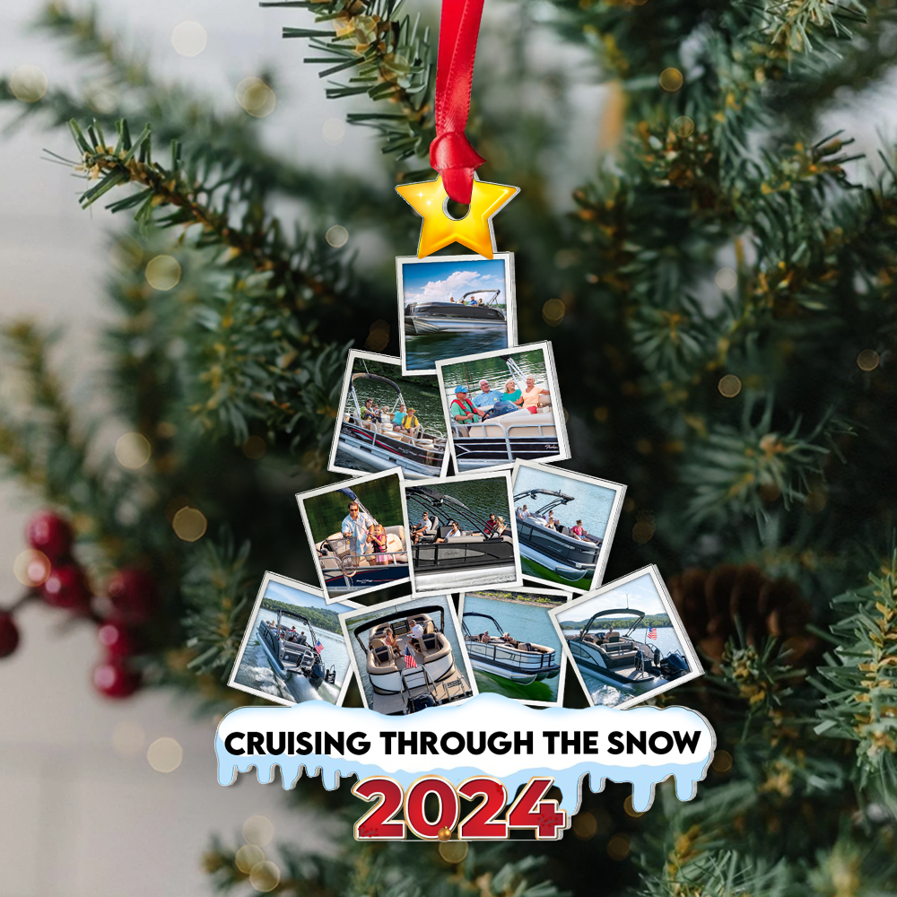 Custom Photo Boat Christmas Acrylic Ornament Ornament PopCulturePrints