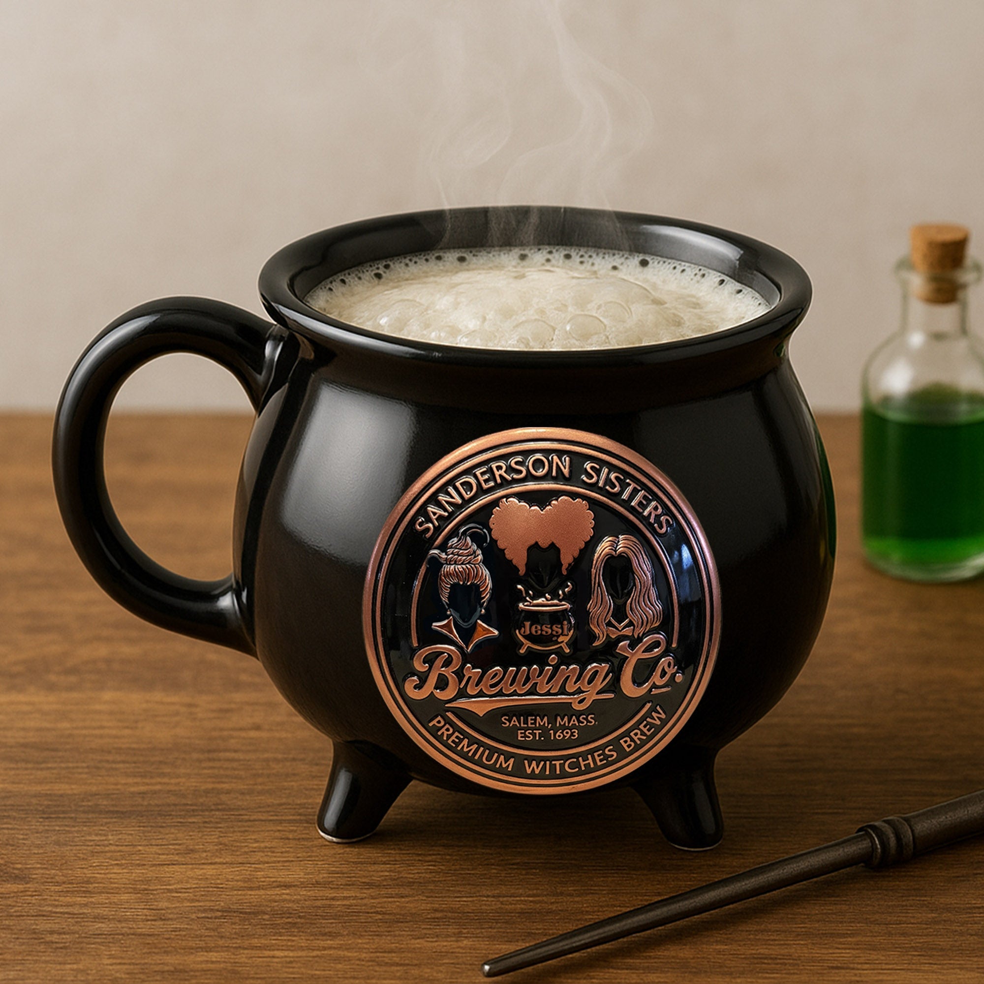 “Brew Up Some Magic” - Personalized Witch Brewing Cauldron Mug - Perfect Gift for Witch Lovers Cauldron Mug PopCulturePrints
