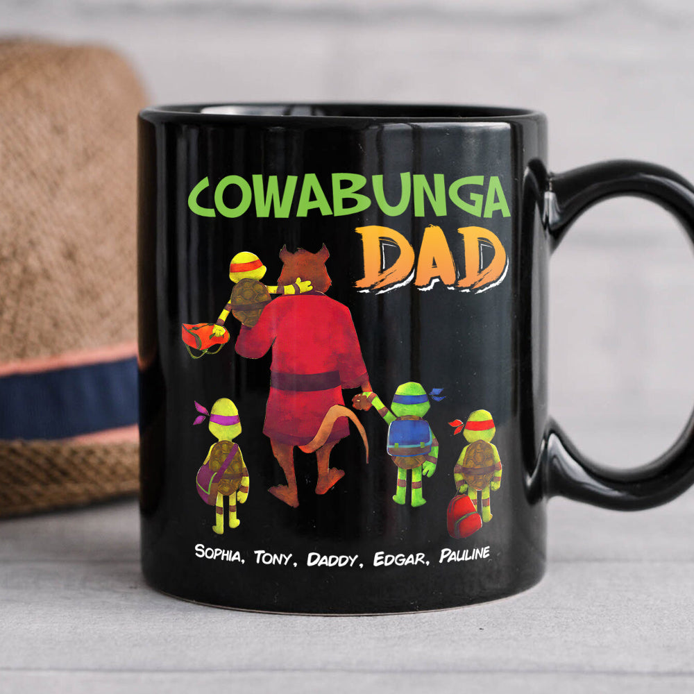 Cowabunga Dad Personalized Coffee Mug With Kids' Names Coffee Mug PopCulturePrints