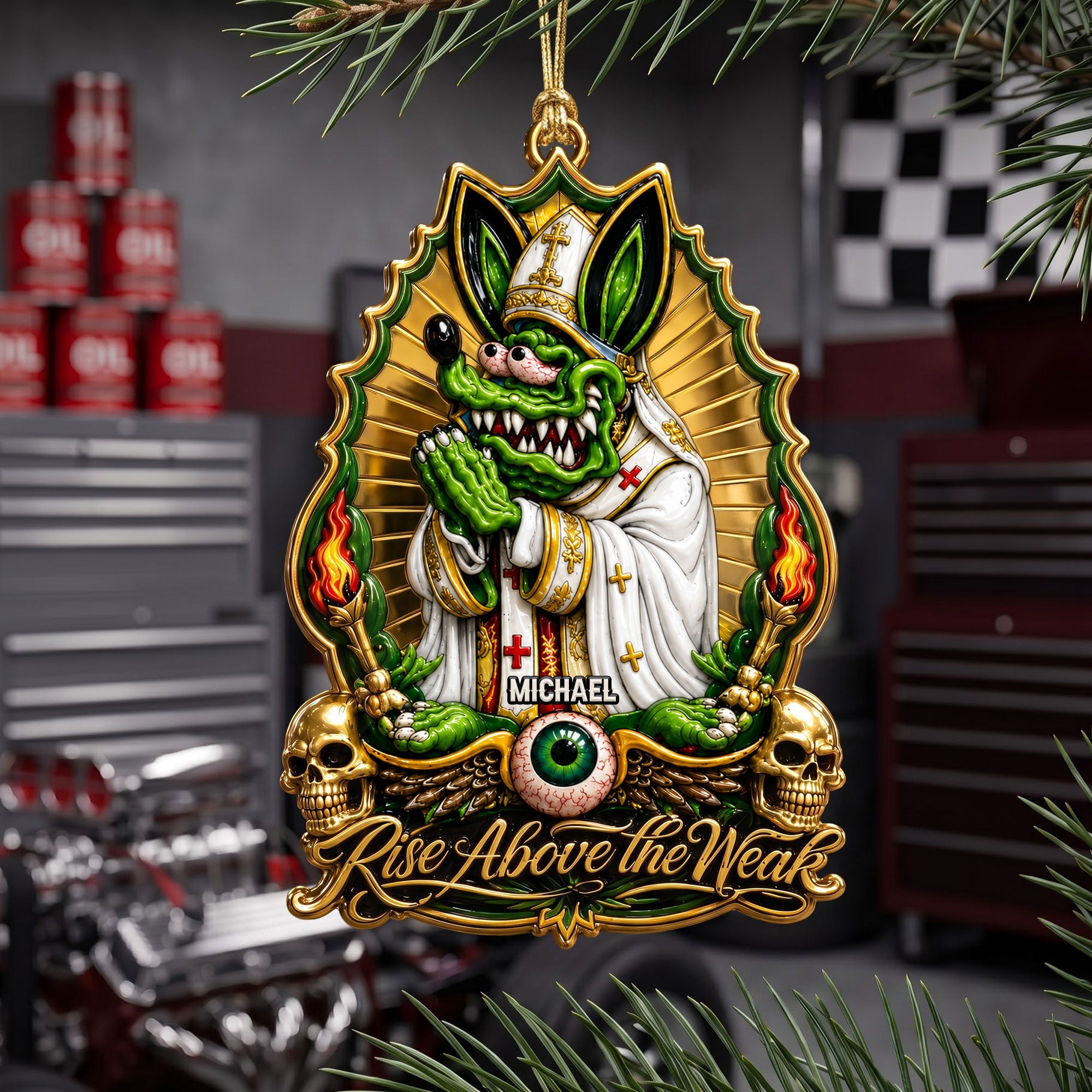 Fun Rat Fink Saint Ornament - Persoalized Gifts For Hot Rod Lovers 01qhti140826 Ornament PopCulturePrints