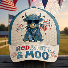 Load image into Gallery viewer, ‘Celebrate Freedom with Style’ - Personalized Freedom Highland Cow Classic Cap - Perfect Gift for Family and Friends Caps PopCulturePrints

