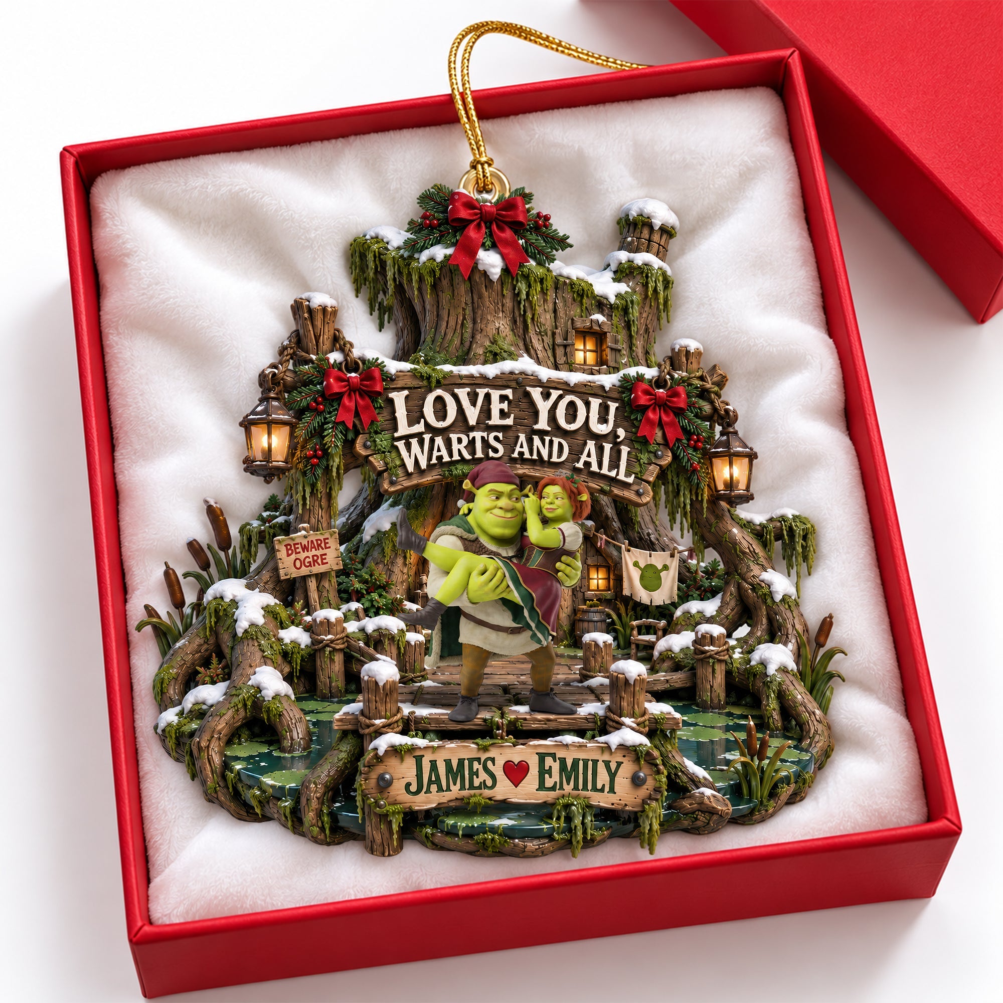 Love You, Warts And All - Personalized Christmas Ornament for Couples