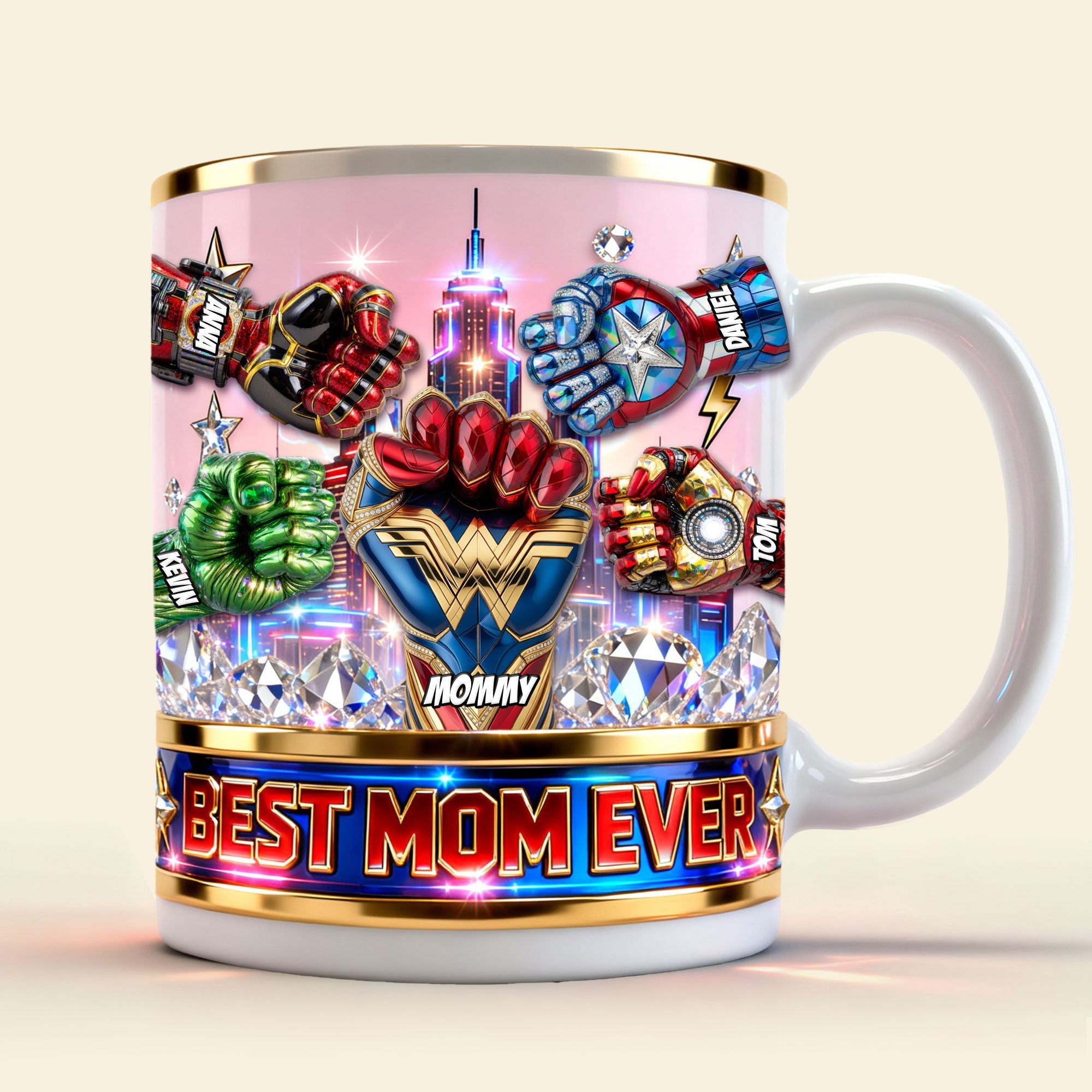 Best Mom Ever - Super Fist Bump Personalized Coffee Mug | Custom Gifts for Mom, Grandma & More Coffee Mug PopCulturePrints