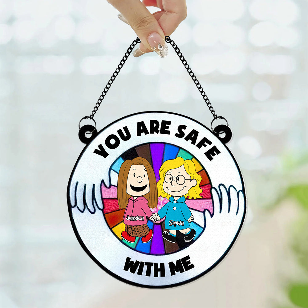 Personalized Couple's Suncatcher Ornament - You Are Safe With Me Ornament PopCulturePrints