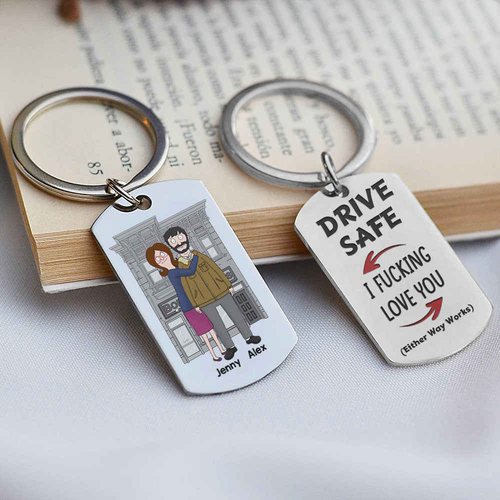 Unique Personalized Couple Keychain - Drive Safe Love Gift for Valentine's Day Gifts Keychains PopCulturePrints