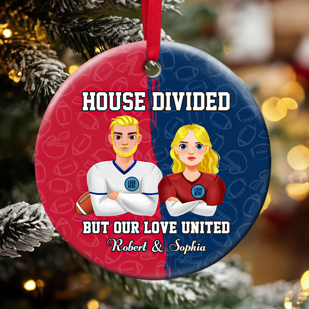 Personalized American Football Couple Christmas Ornament - Unique Holiday Gift for Valentine's Day Gifts Ornament PopCulturePrints