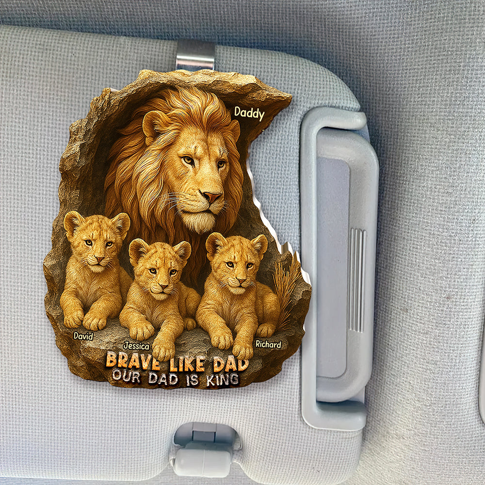 Brave Like Dad - Personalized Acrylic Car Visor Clip for Fathers Car Visor Clip PopCulturePrints