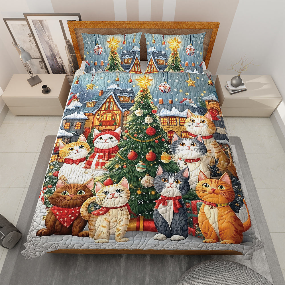 Festive Cat Lovers' Quilt Bed Set - Christmas Edition Blanket PopCulturePrints