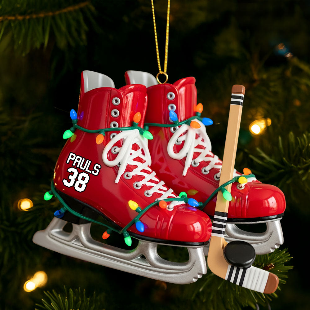 "Skate into the Holidays with Style!" - Ice Hockey Skates Ornament - Personalized Gift for Ice Hockey Lovers Ornament PopCulturePrints