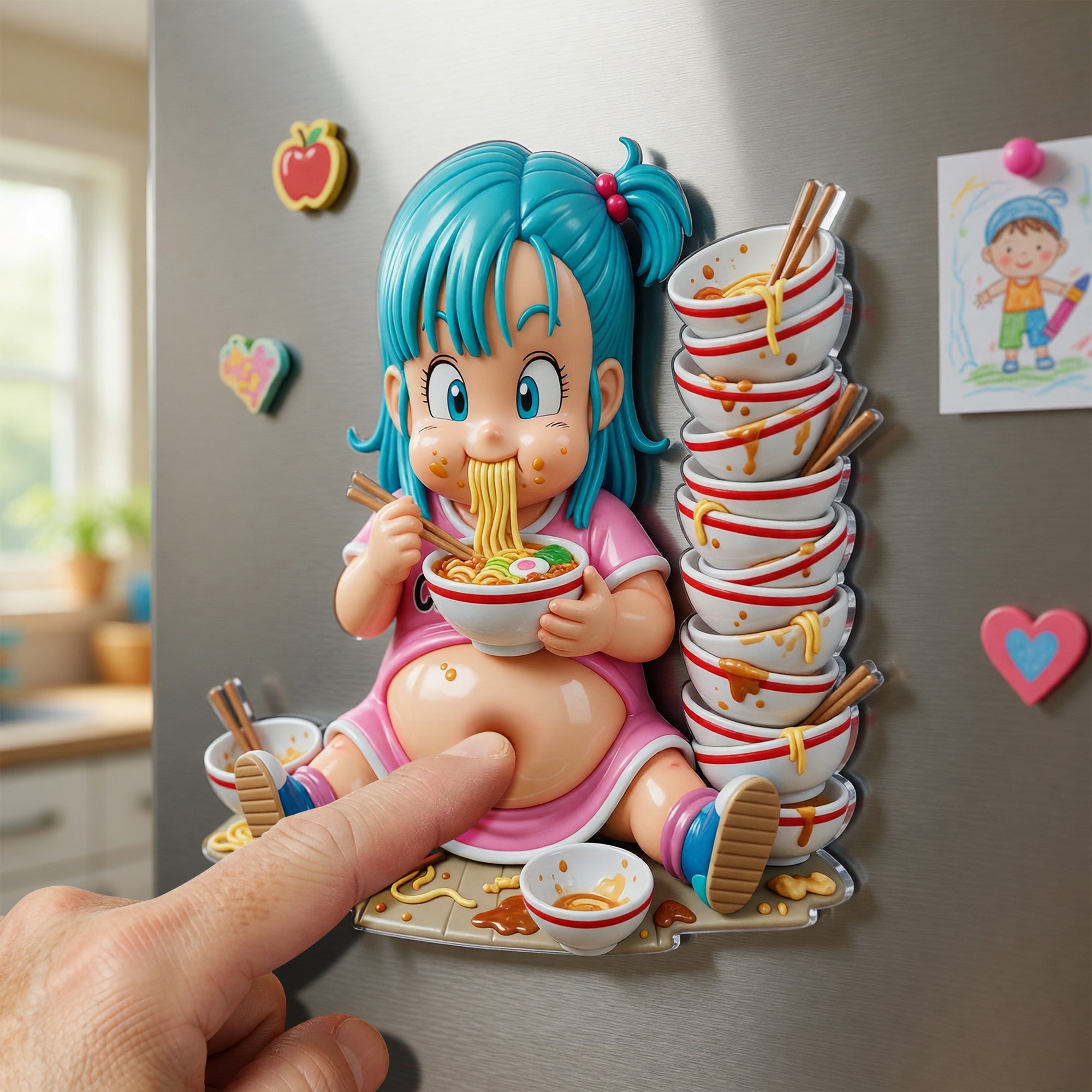 “Indulge in Laughter!” – Funny Eating Anti-collision Acrylic Fridge Magnet - Personalized Gift for Food Lovers