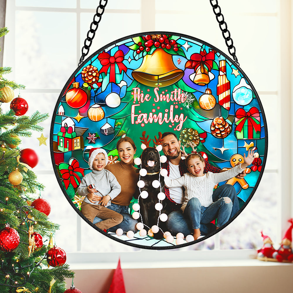 Personalized Round Stained Glass Suncatcher – Custom Christmas Gift for Families Suncatcher PopCulturePrints