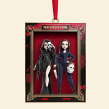 Load image into Gallery viewer, &quot;Partners in Crime&quot; - Horror Dolls Personalized Christmas Ornament - Custom Gift for Best Friends, Horror Enthusiasts, and Collectors Ornament PopCulturePrints
