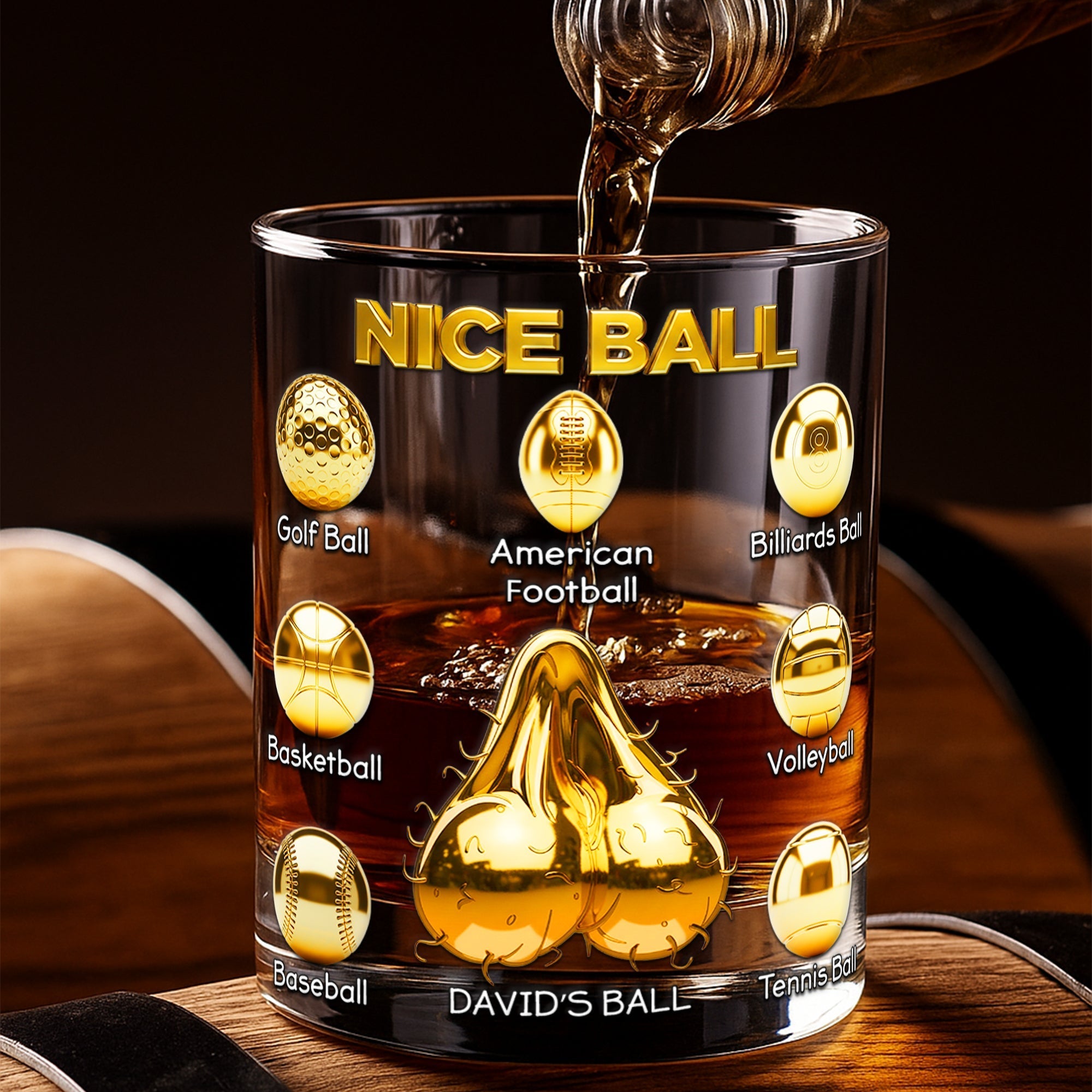 “Nice Ball” - Fun Personalized Glass for Him - Custom Gift for Any Sports Lover Glass PopCulturePrints