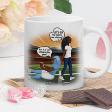 Load image into Gallery viewer, Personalized American Football Coffee Mug for Couples - Fun Wedding Gift Coffee Mug PopCulturePrints
