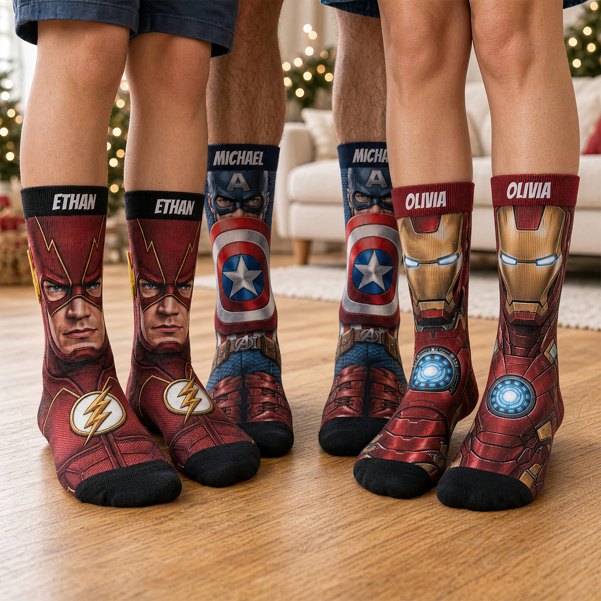 “Step into Style with Superheroes!” - Extra Strong Personalized Socks for Everyone
