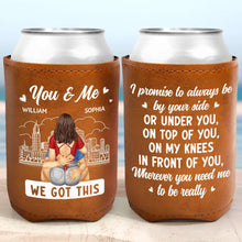 Load image into Gallery viewer, You &amp; Me - Promise Always By Your Side - Personalized Leather Can Cooler Leather Can Cooler PopCulturePrints
