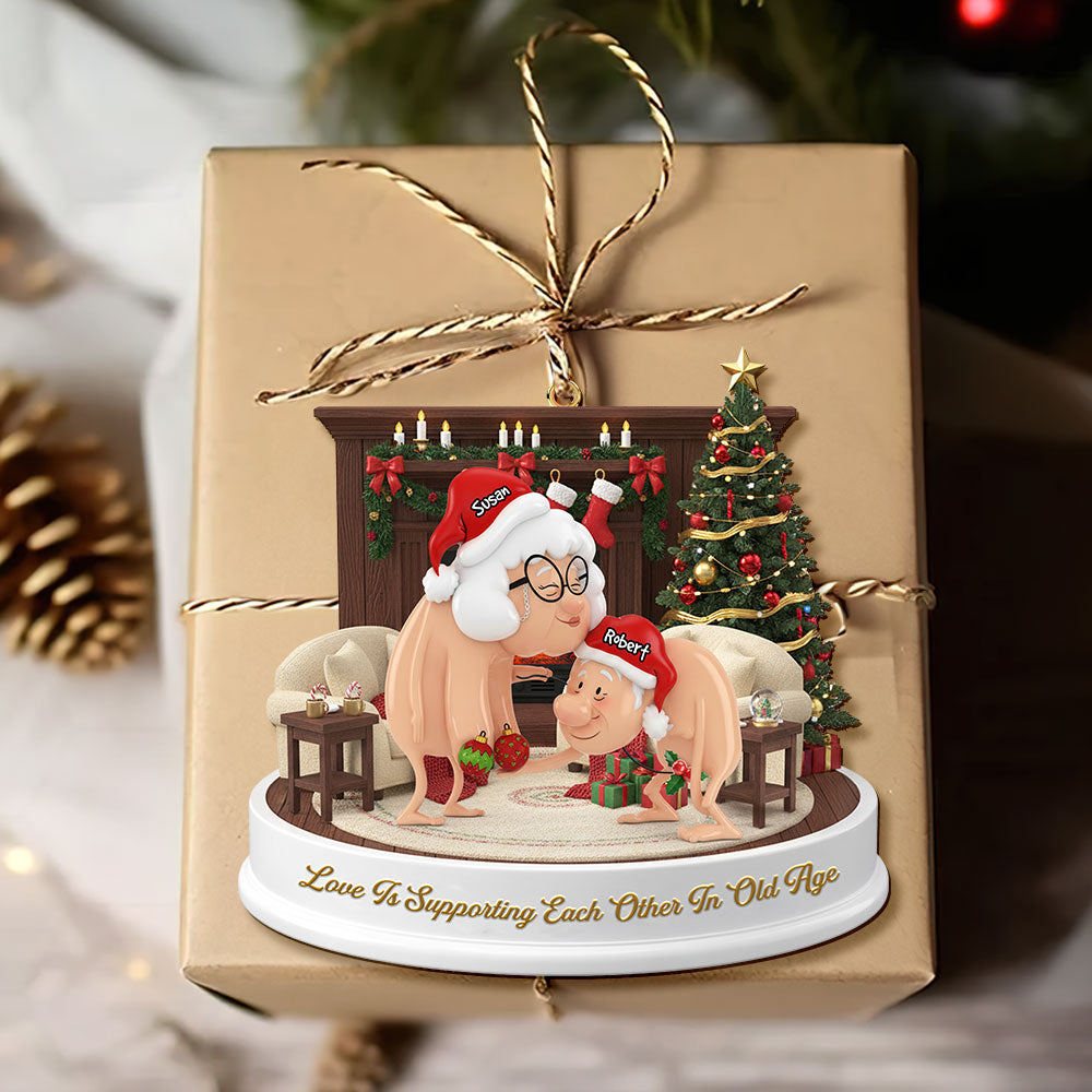 Love Is Supporting Each Other In Old Age - Funny Old Couple Ornament - Personalized Christmas Gift for Couples Ornament PopCulturePrints