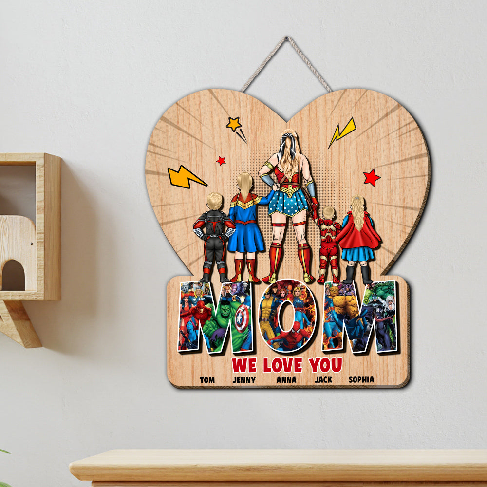 Superhero Mom Personalized Wooden Sign - Perfect Mother's Day Gift Wood Sign PopCulturePrints