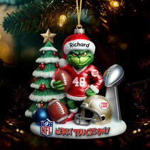 Load image into Gallery viewer, Merry Touchdown Christmas Ornament - Personalized Gift for NFL Fans Ornament PopCulturePrints
