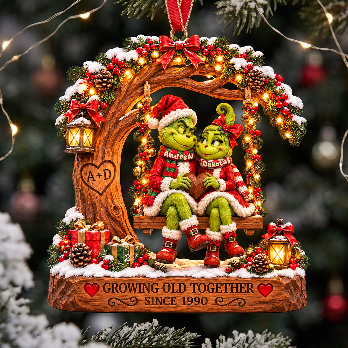 Growing Old Together - Personalized Christmas Ornament for Couples Ornament PopCulturePrints