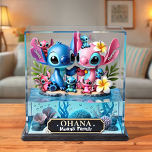 Load image into Gallery viewer, Ohana Means Family - Personalized Blue Aliens Family Acrylic Plaque Shaped Plaques PopCulturePrints
