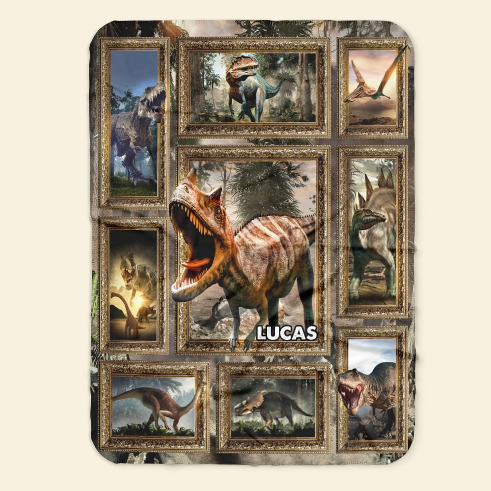 Personalized Dinosaur Lovers Blanket - Custom Name Gift Blanket PopCulturePrints