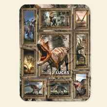 Load image into Gallery viewer, Personalized Dinosaur Lovers Blanket - Custom Name Gift Blanket PopCulturePrints
