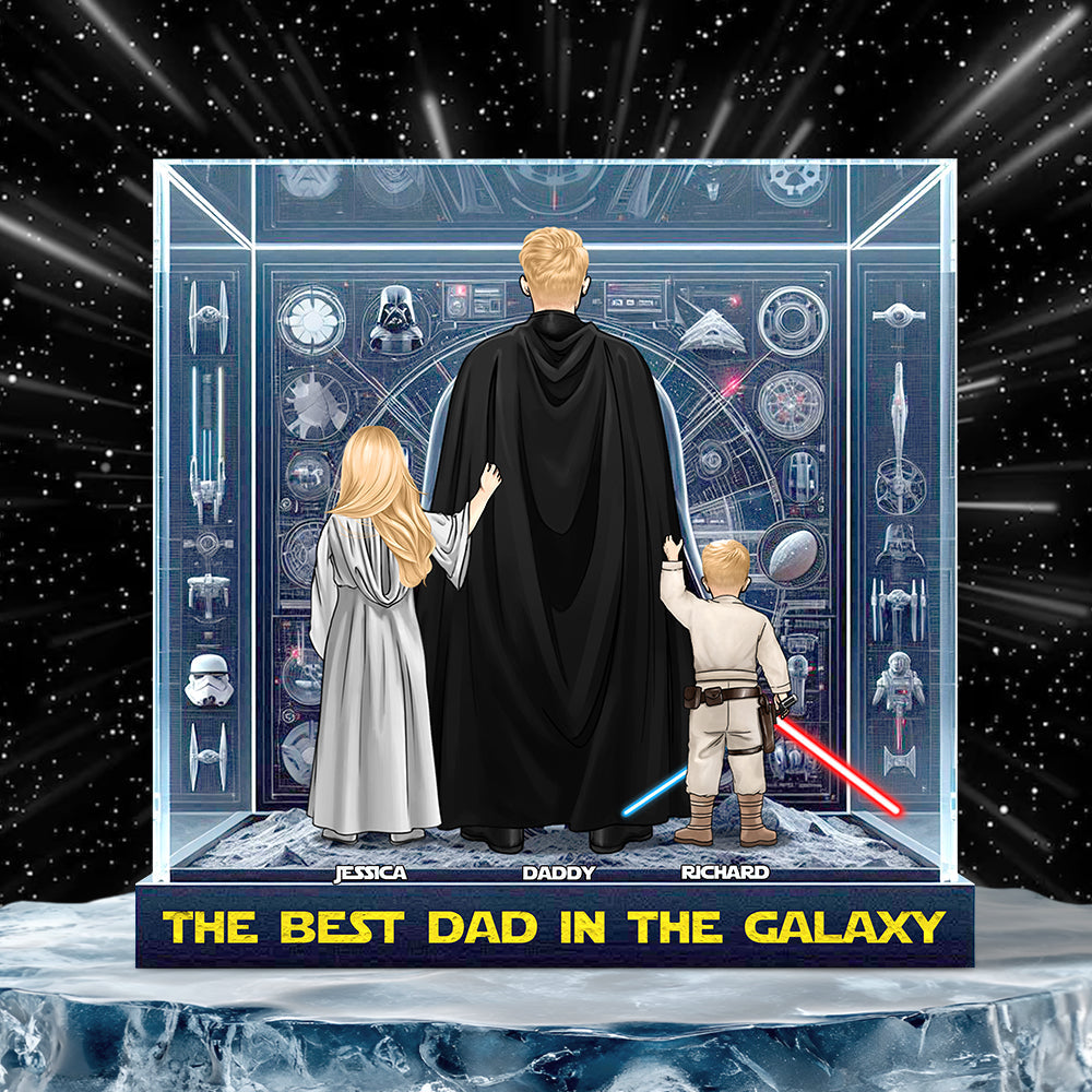 The Best Dad in the Galaxy - Personalized Acrylic Plaque Gift for Dad Shaped Plaques PopCulturePrints