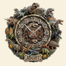 Load image into Gallery viewer, Time to Roar: Personalized Dinosaur Acrylic Hanging Wall Clock - Gift for Dinosaur Lovers Hanging Wall Clock PopCulturePrints
