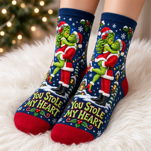 You Stole My Heart - Personalized Couple Socks for Special Moments Socks PopCulturePrints