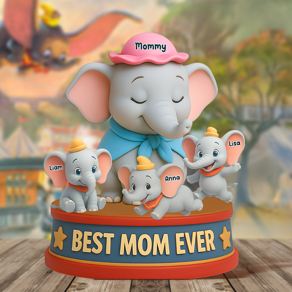 "Best Mom Ever" - Personalized Elephant Mom Acrylic Plaque - Perfect Gift for Mom, Grandma, or Any Elephant Lover Shaped Plaques PopCulturePrints