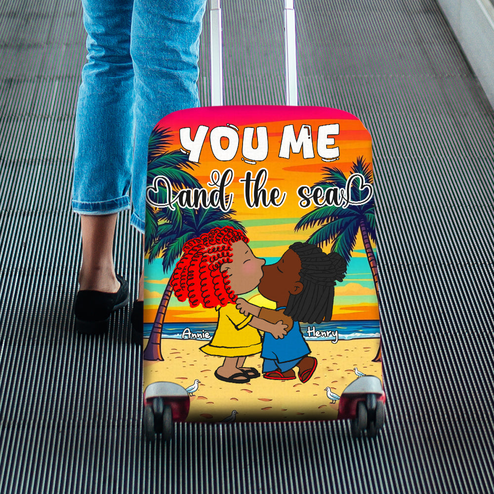 Customized Couple Luggage Cover - 'You Me and the Sea' Luggage Covers PopCulturePrints