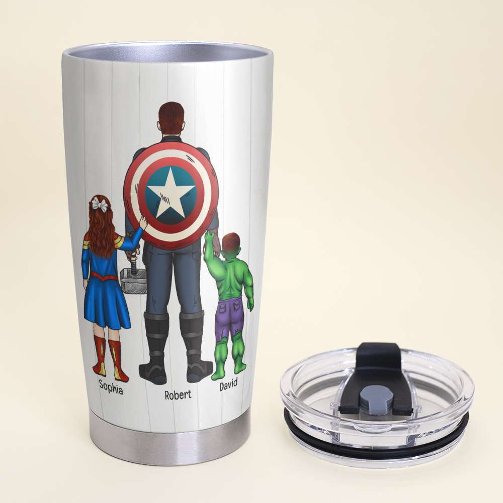 Personalized Superhero Dad Tumbler - Happy Father's Day Gift