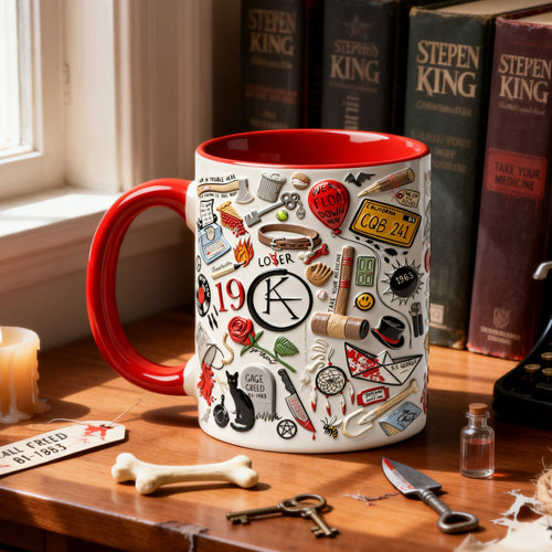 Embrace the Thrill: Horror Book Icon Accent Mug - Personalized Gift for Horror Enthusiasts Coffee Mug PopCulturePrints