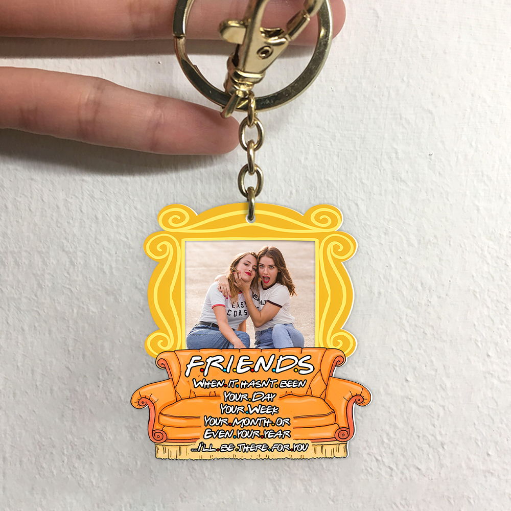 Personalized Friends Photo Keychain - 'Besties Always Have Your Back'