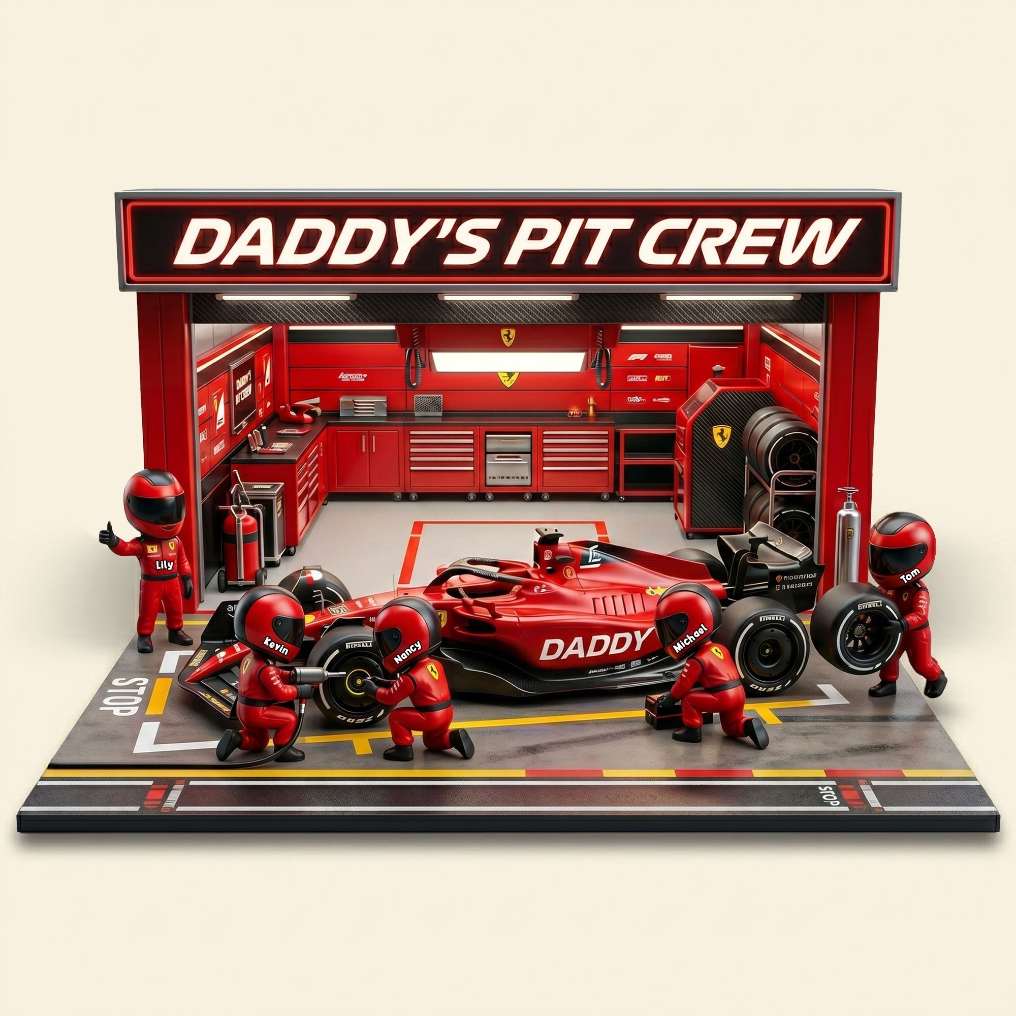 “Rev Up the Love!” Racing Crew Dad Acrylic Plaque - Personalized Gift for Dads, Grandpas, and Car Enthusiasts Shaped Plaques PopCulturePrints